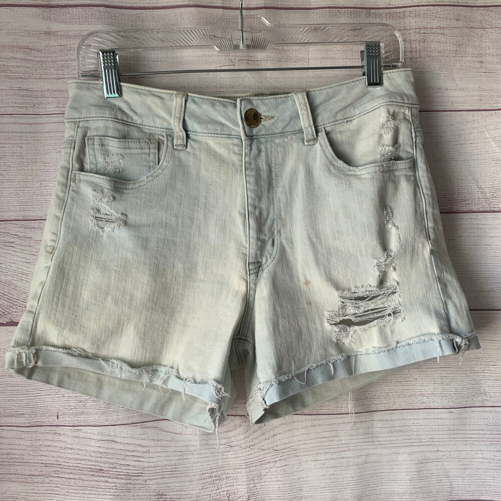 American Eagle Outfitters Hi-Rise Shortie Denim Jean Shorts Distressed Size 10
